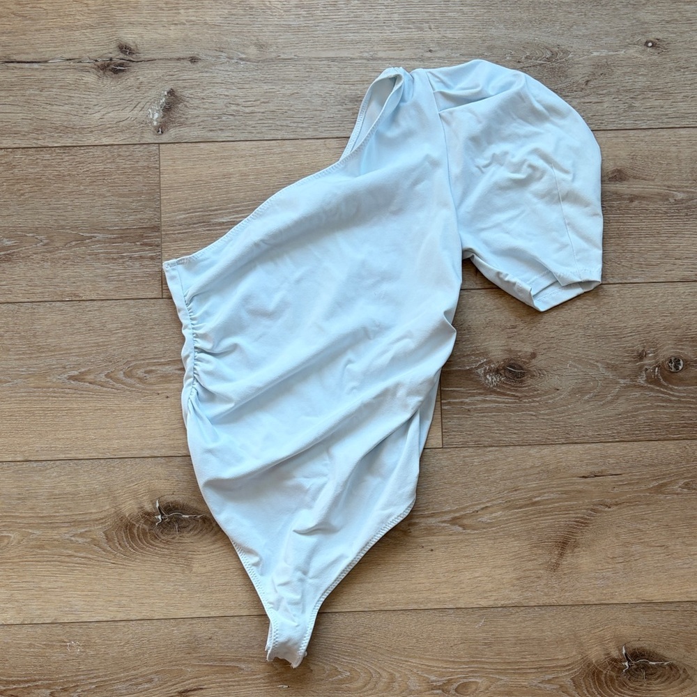 Free people One-Shoulder Light Blue Bodysuit